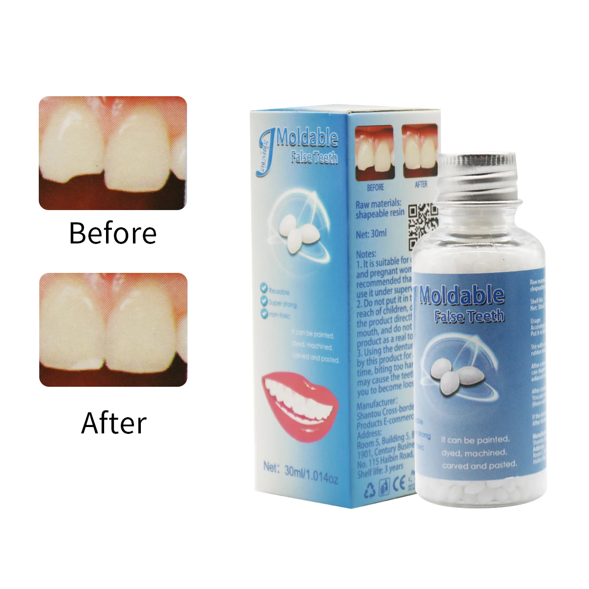

30ML Temporary Tooth Repair Kit Filling Teeth Gaps Moldable False Teeth Solid Glue Denture Adhesive