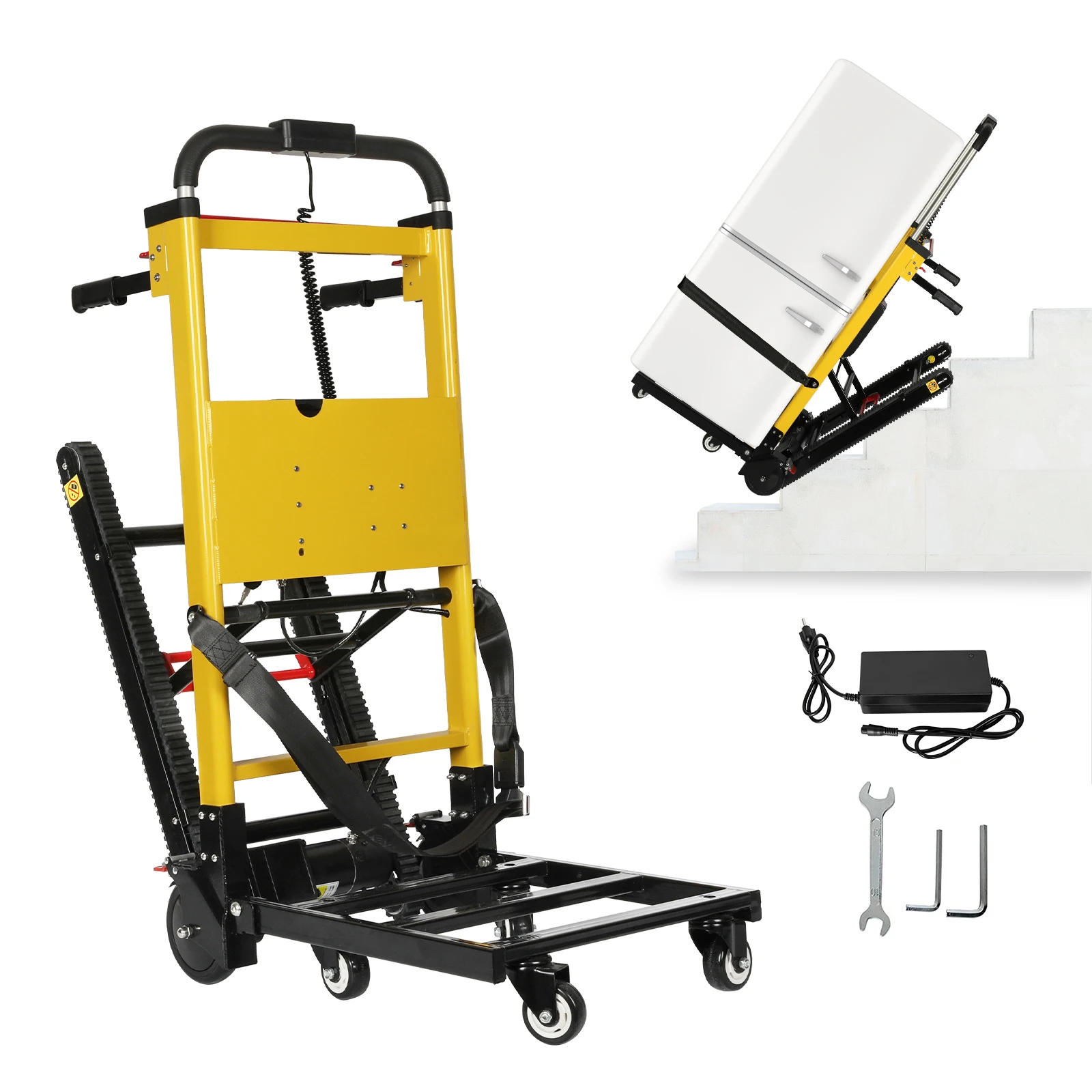 Heavy-Duty Electric Stair Climbing Hand Truck Dolly Cart 441LBS Capacity for Furniture Logistics And Warehouse Transport Yellow