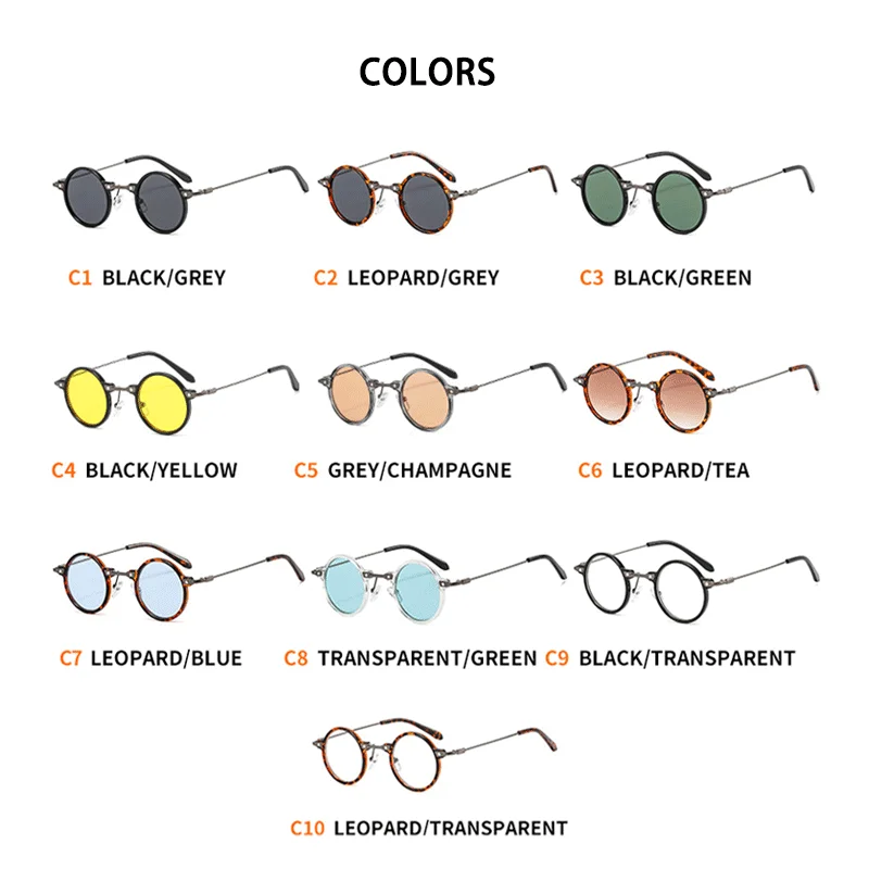 New Small Round Sunglasses Men Women Retro Steam Punk Glasses Gradient Clear Lens Eyewear Vintage Driving Shades Ocean Color