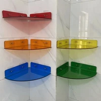 6 Color Corner Transparent Acrylic Shower Shelves, Wall Mounted No Drilling   Bathroom Storage Organizer Storage Rack for Toilet 1