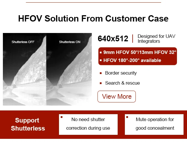 640x512 50fps Uncooled VOx Detector Shutterless LWIR Thermal Imaging Camera For Defog Defrost Function Clear Imaging