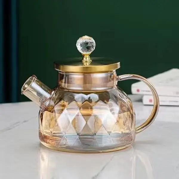 Set di bottiglie d'acqua da 1000 ml e 1800 ml, colore ambra francese, diamante kawaii, teiera, bollitore, tazza, pentole termiche, set regalo, accessori da cucina_voghion.com