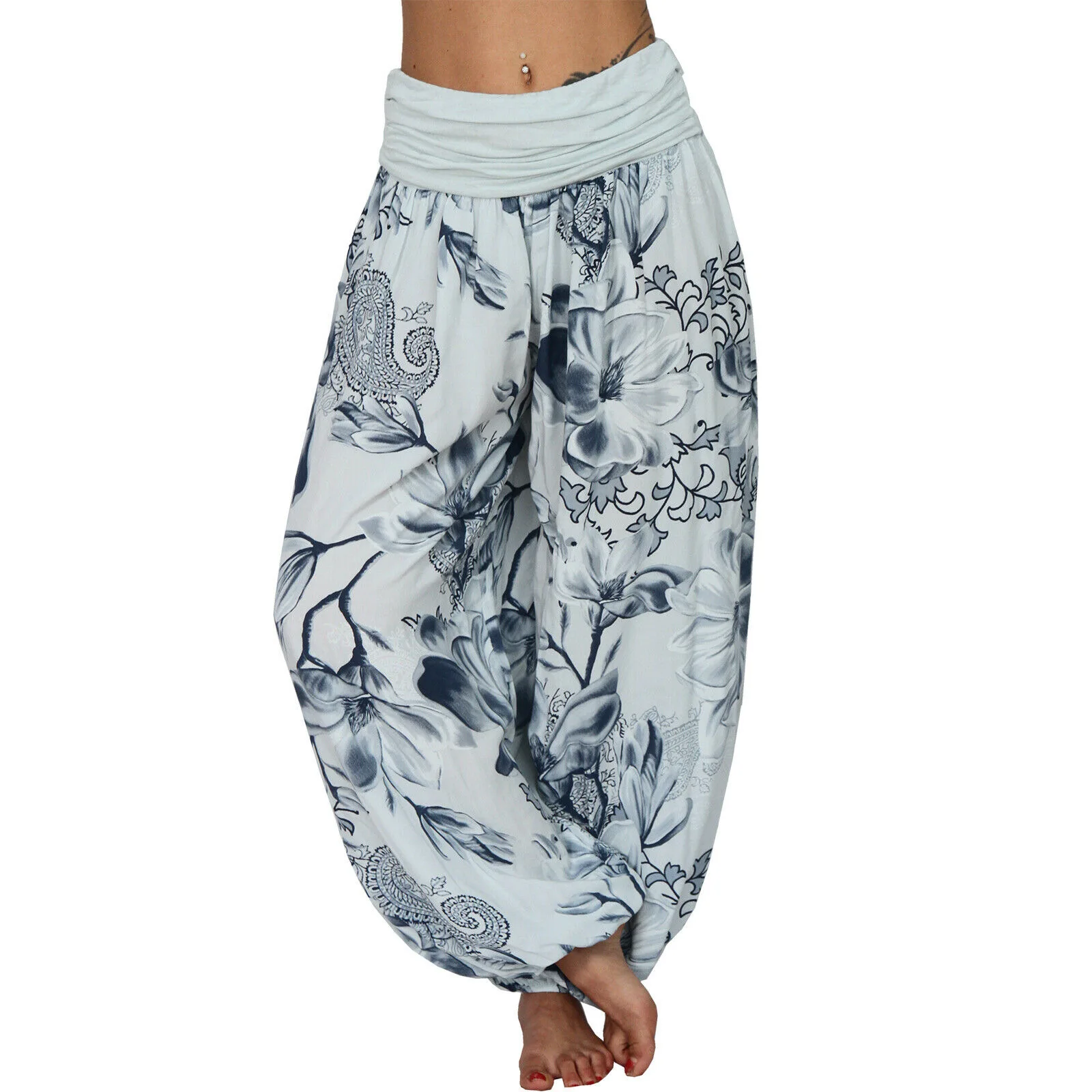 Women's Harem Pants Printed Loose Casual Wide Leg Baggy Fashionable Aesthetic Retro Cargo Jogger Parachute Pants Female Clothing - 4