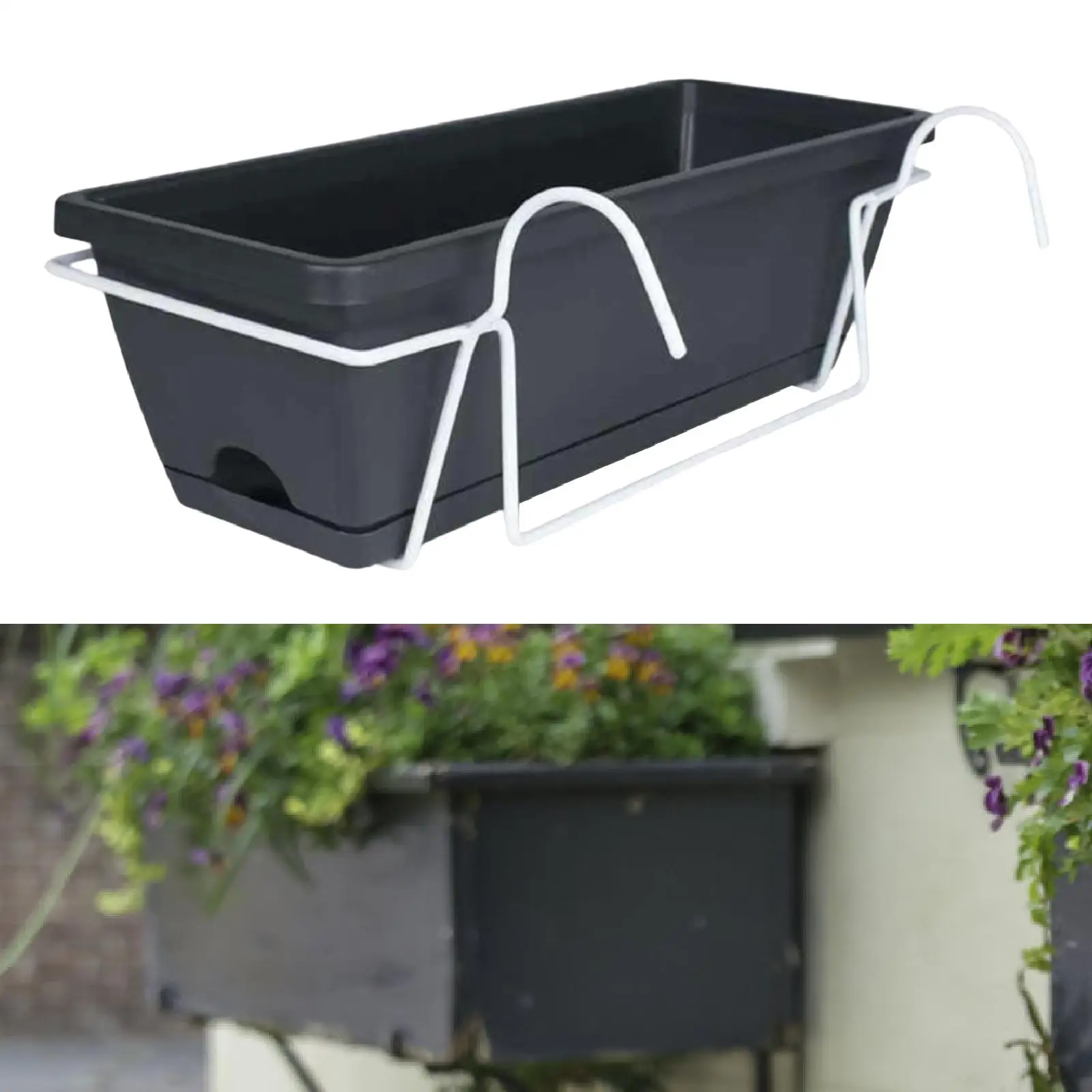 Balcony Railing Flower Planter with Rack and Tray 3