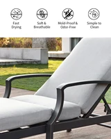 SeeHill Aluminum Outdoor Chaise Lounge Chair with Cushion, Adjustable Backrest Pool Lounger for Patio or Deck Use, Gunmetal 6