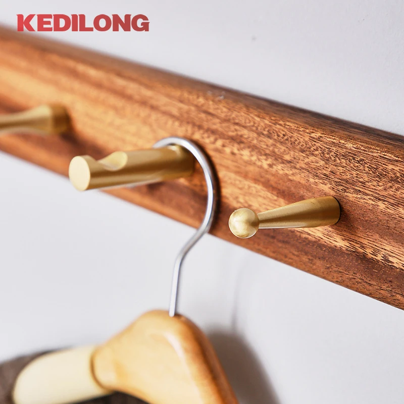 Brass solid Nordic light luxury clothes hook modern minimalist wardrobe wall perforated hanging clothes hook gold storage hook,door hook