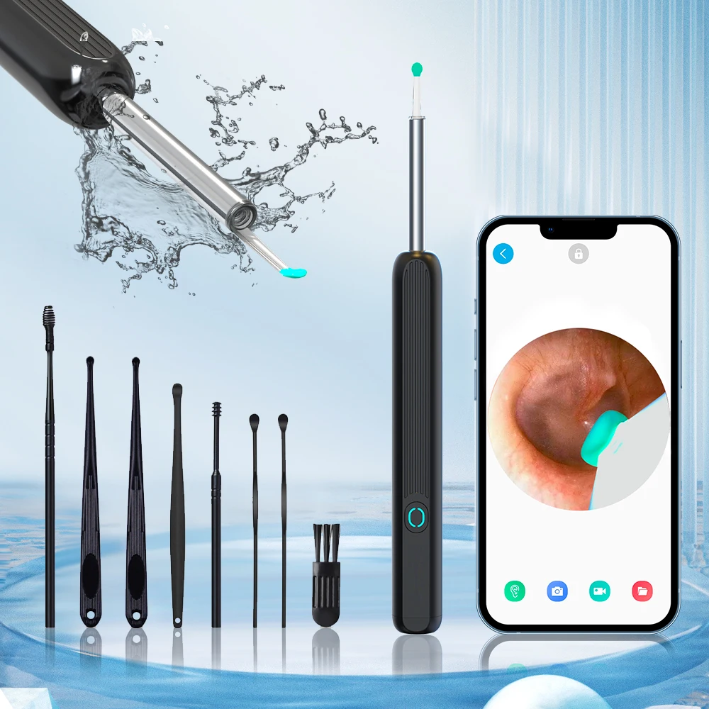 귀지 제거 도구 아이폰에 대 한 8 Pcs 귀 세트 내시경과 카메라 LED 빛 검 이경과 고정밀 귀 청소기 최고의 선물