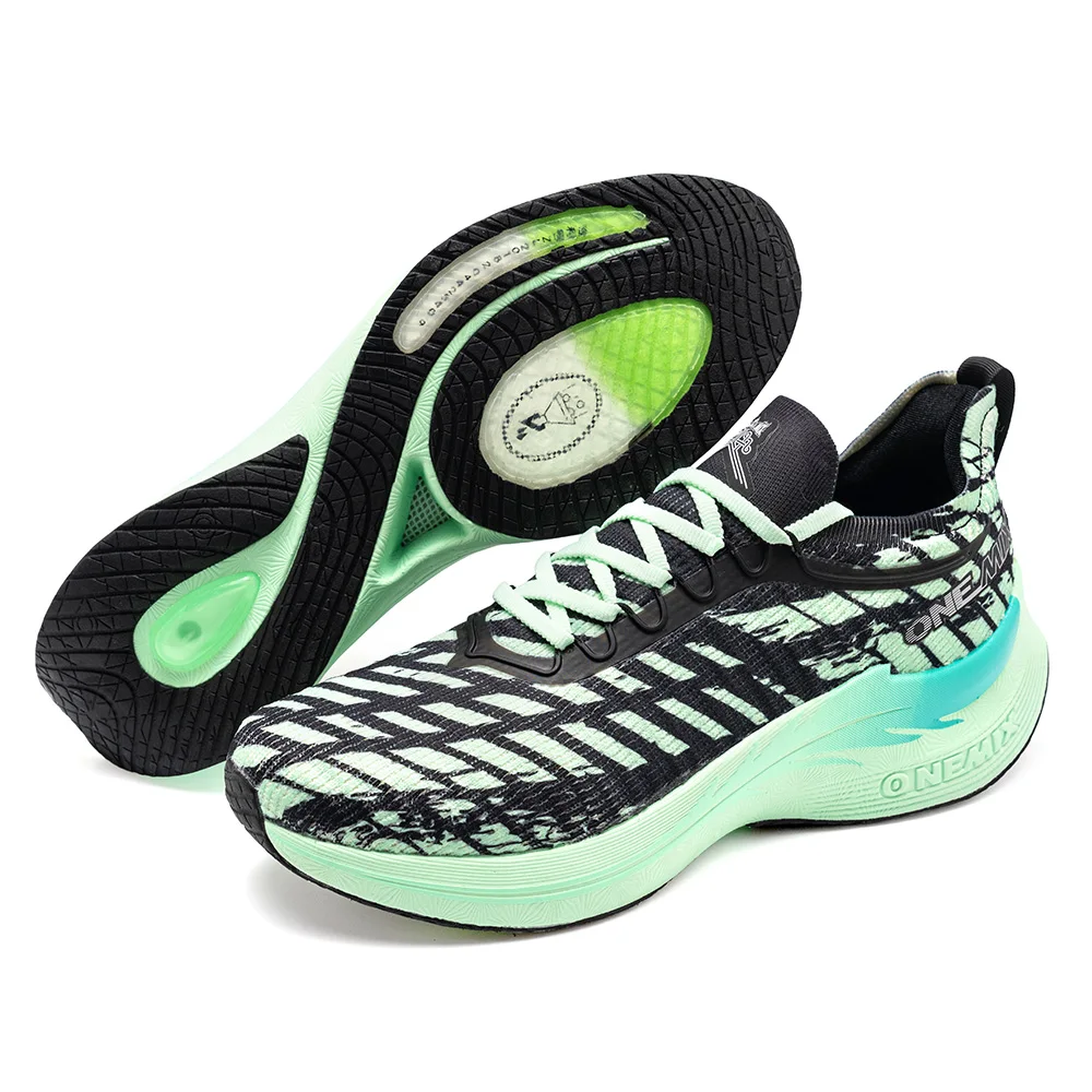 ONEMIX Waterproof Running Shoes Hreen Black Breathable Mesh Racing Run Shoes Men Lightweight Outdoor Sport Shoe Walking Sneakers
