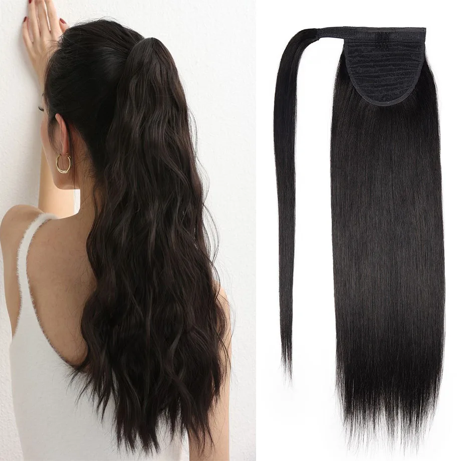 

Human Hair Ponytail Extensions Straight 14" To 22" Real Natural Brazilian Remy Wrap Clip In Hair Extension For Woman Extensions