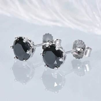 IOGOU Morden Real 1 Carat Black Moissanite Stud Earrings For Men 100% 925 Sterling Silver Black Earring Women Men Jewelry Gifts 3