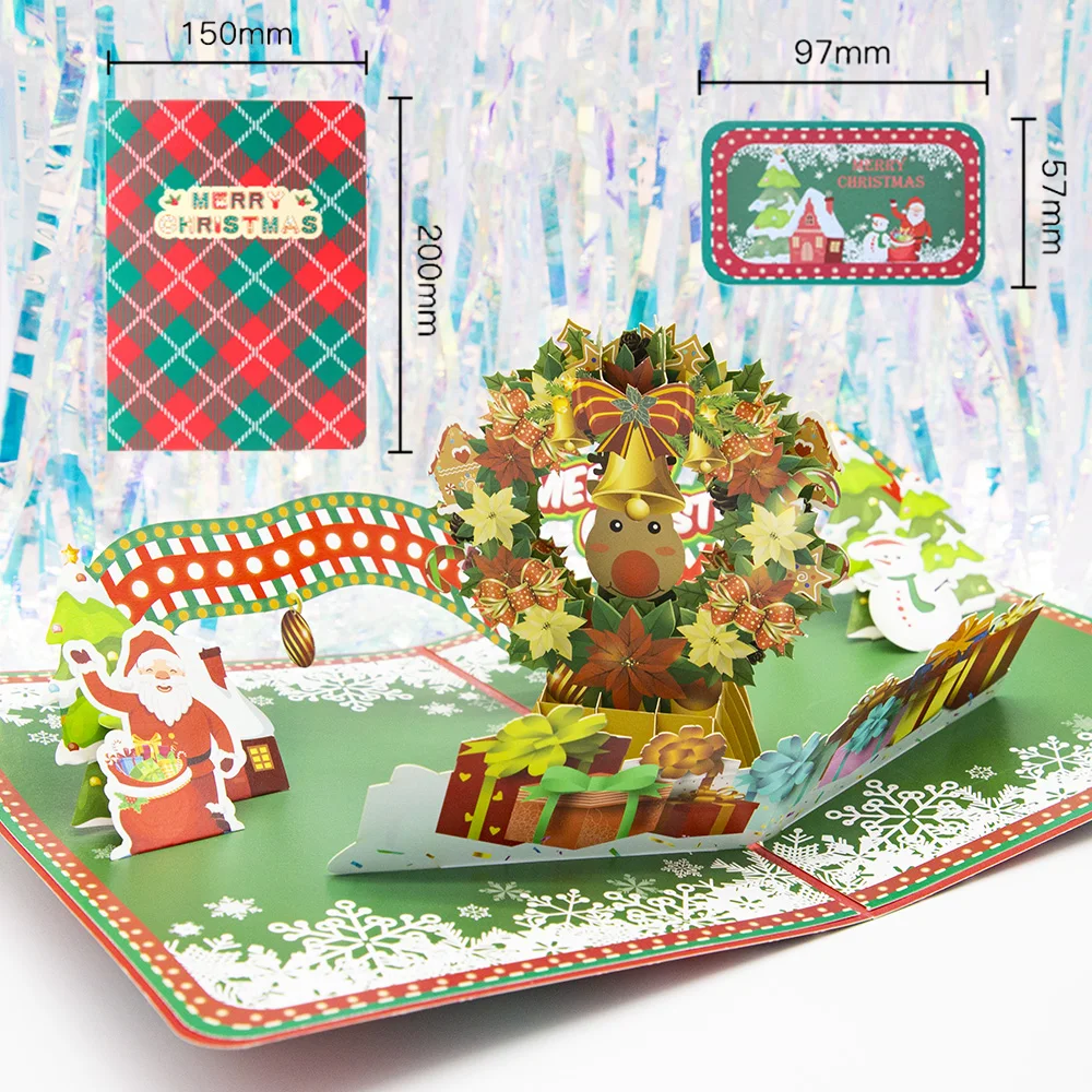 3D Christmas Greeting Card Creative Pop Up Hand-Made Cards Colorful Christmas Holiday Thanksgiving New Year Card greeting cards