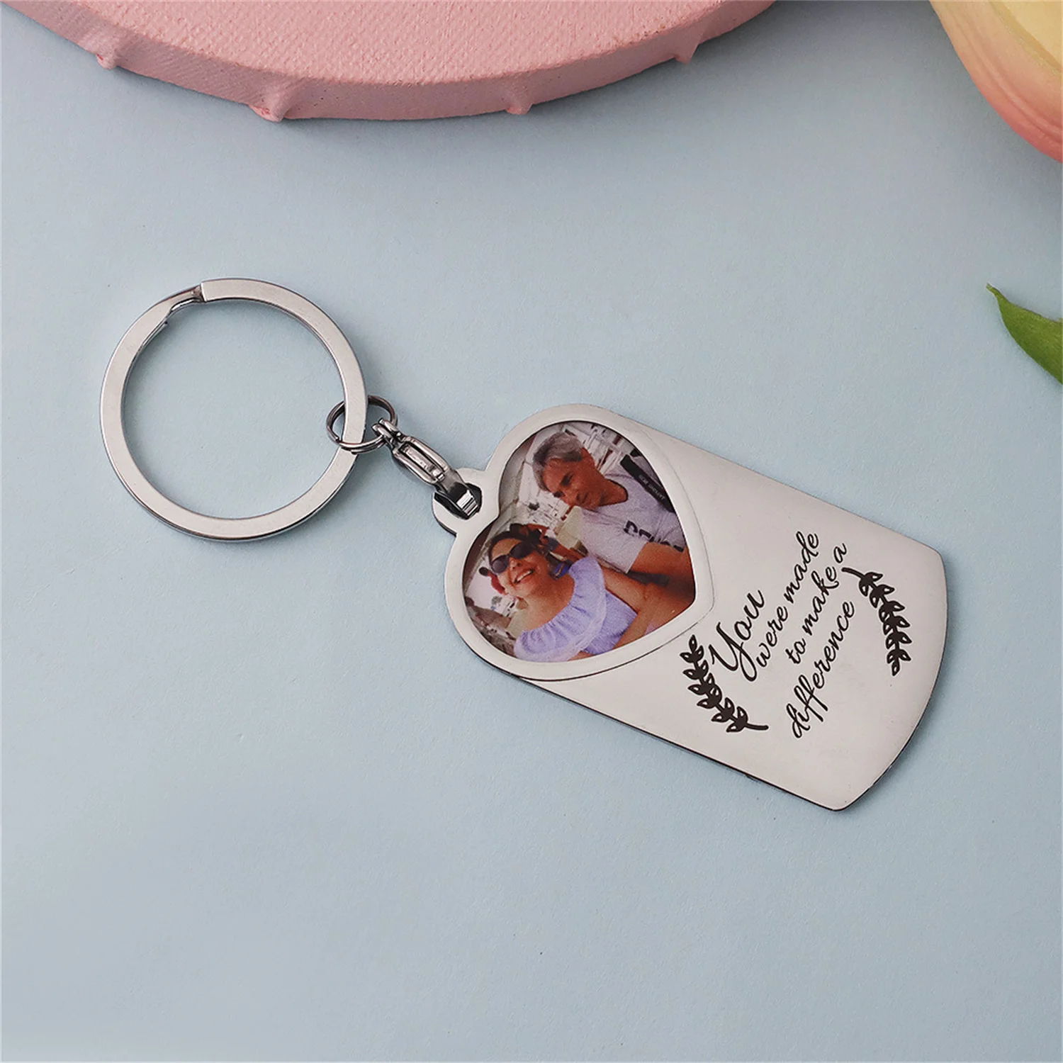 

Custom Photo Keychain Customized Keychain With Personalized Picture Personalized Engraved Name Keyring Female Family Couple Gift