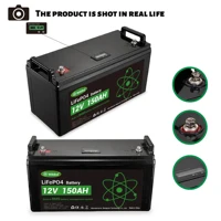 Batterie LiFePO4 12V 150Ah 1920Wh à décharge profonde rechargeable avec BMS 100A, 4000+ cycles pour applications solaires, VR, marine et hors réseau 3