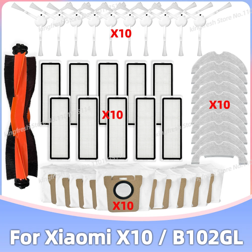 Compatível com Peças de Reposição de Acessórios Principais Xiaomi X10 B102gl Escova Lateral Principal Filtro Hepa Pano de Limpeza Bolsa de pó Tampa da Escova