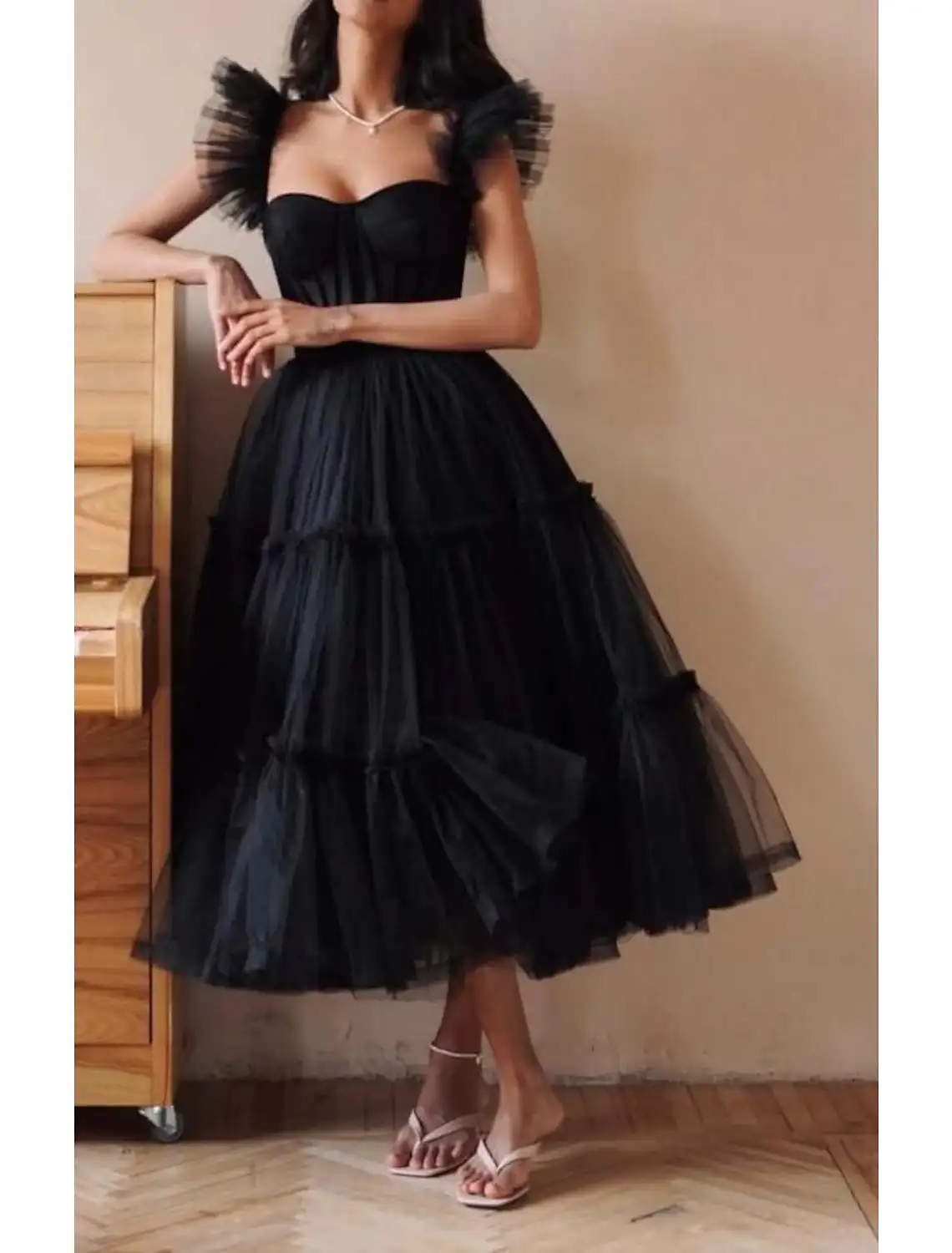 

A-Line Tulle Prom Dress Vintage Dress Masquerade Ankle Length Sleeveless Sweetheart Family Crisscross Back with Pleats Ruffles