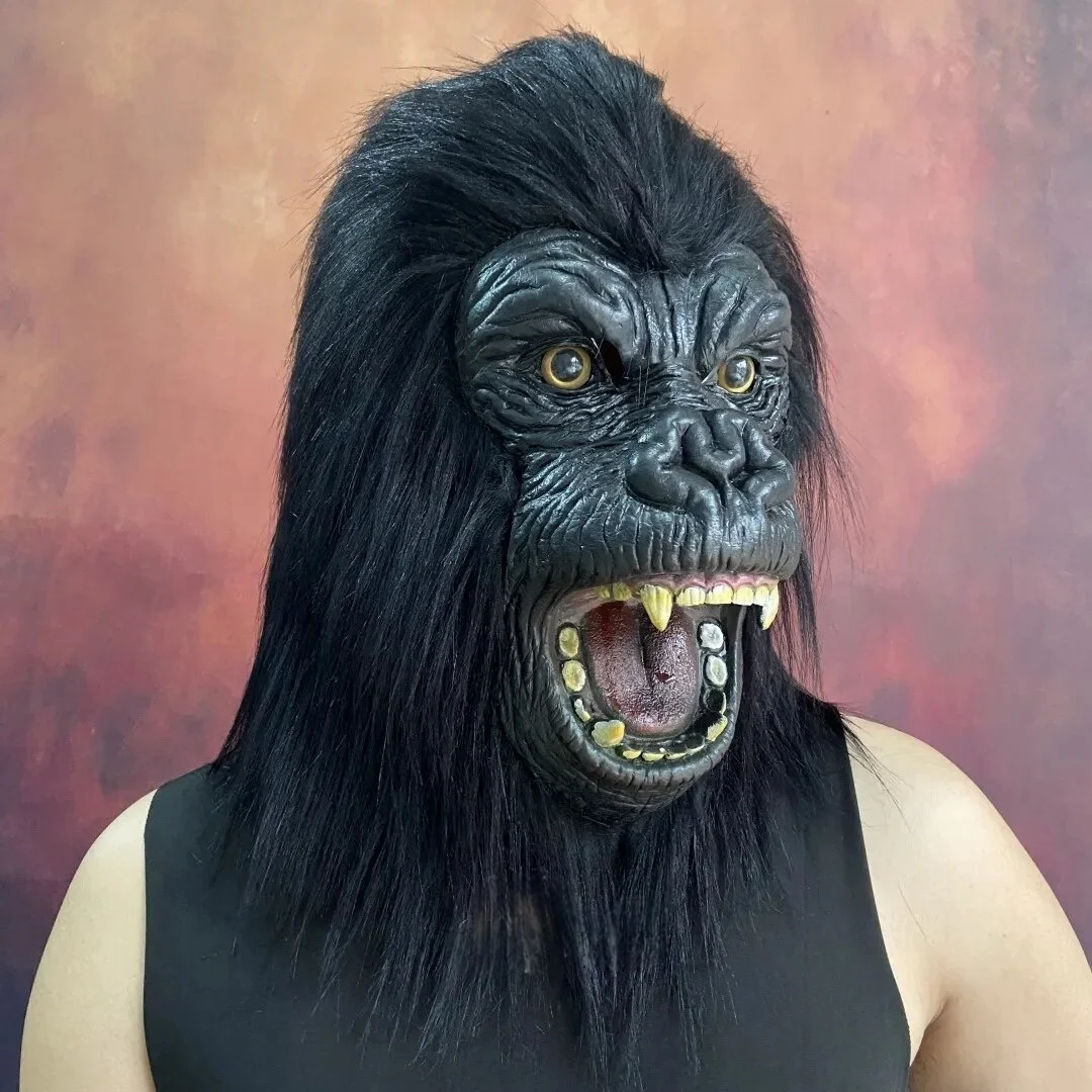 Masque Gorille En Latex Noir - Tête Complète Réaliste Pour Halloween, Carnaval, Déguisement - Taille Adulte