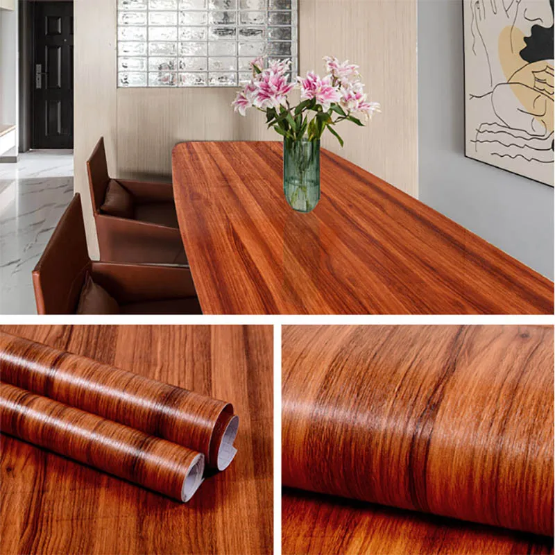 40cm Thickened Waterproof Wood Grain Stickers Self-adhesive PVC Wardrobe Cabinet Desktop Old Door Furniture Renovation Wallpaper 4