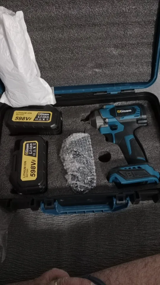 Gismis-llave de impacto eléctrica sin escobillas, Torque de 1200N.M, destornillador inalámbrico de 1/2 pulgadas, herramienta eléctrica para Pin de batería Makita de 18V photo review