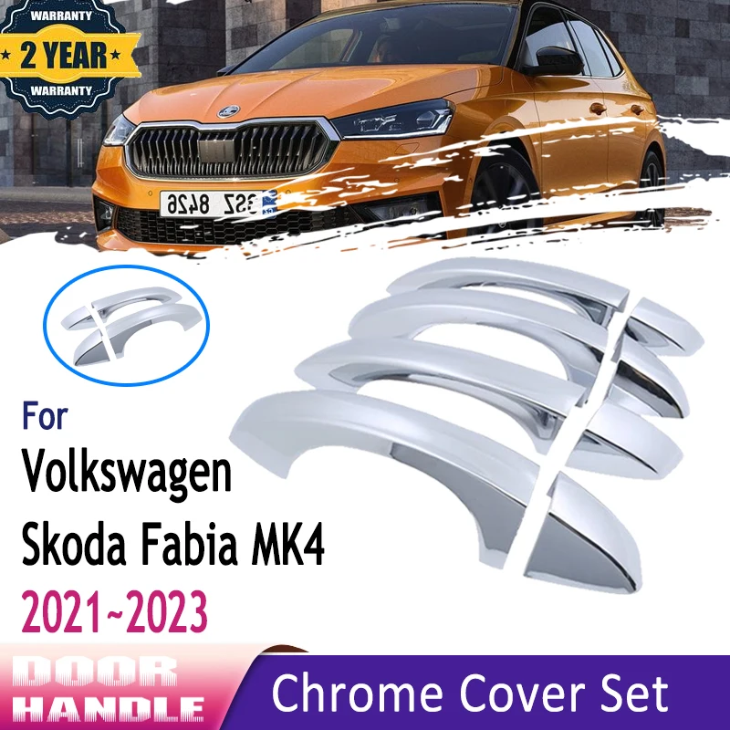 For Volkswagen Vw Skoda Fabia Accessories 2022 Mk4 Iv 4 2021 2023 Chrome Handle Trim Set Protective Car Accessories Car Stickers - AliExpress