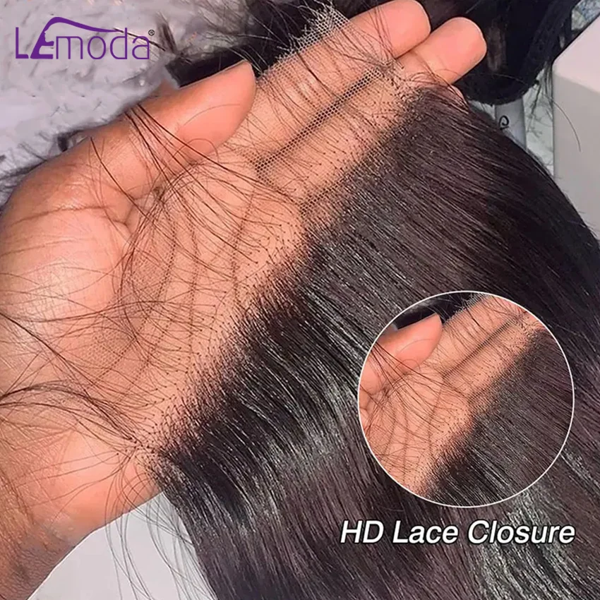 Perruque de Cheveux Humains Lisses, Dentelle Transparente HD 13x6, 5x5, 6x6