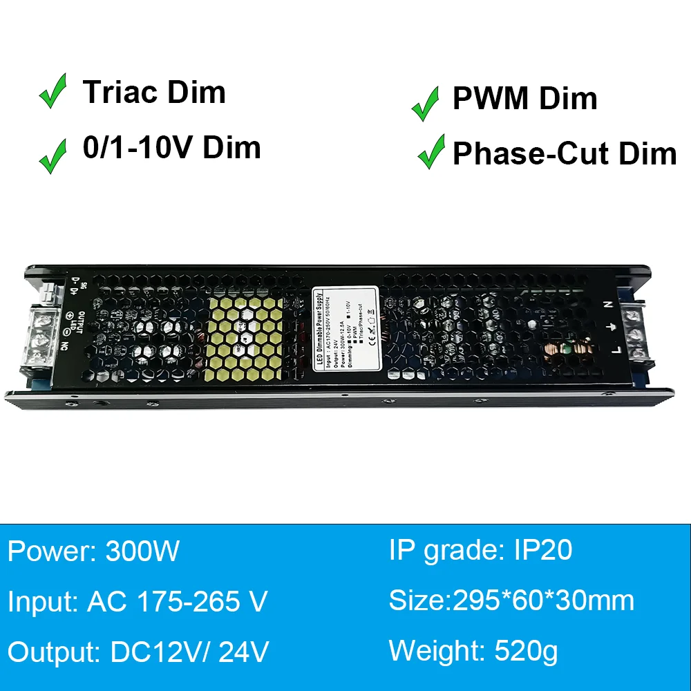 무소음 디밍 변압기, LED 스트립 조명용 디밍 전원 공급 장치, 220 24, 60W, 100W 트라이액 0-10V, 1-10V