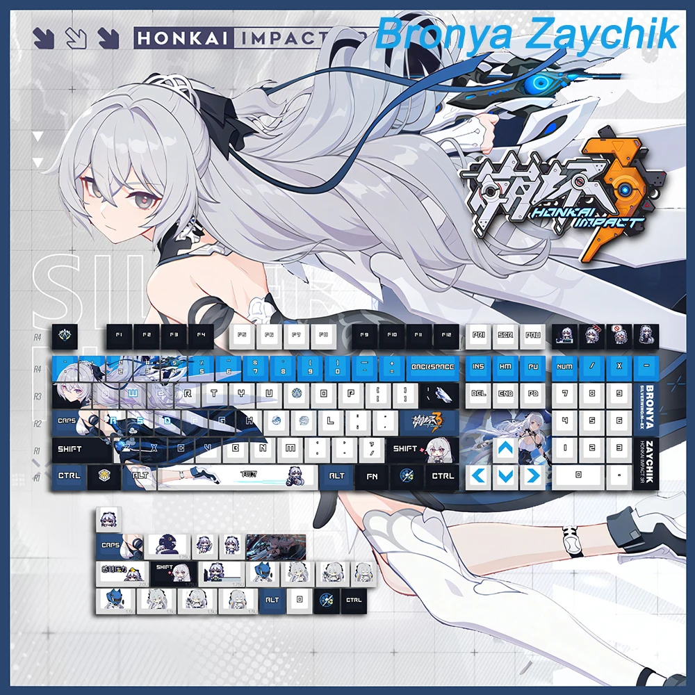 Honkai Impact 3-keycap Elysia Anime Pbt Cinco Lados Sublimação de Tintura Herrscher dos Humanos Perfil Cereja 128 Periférico