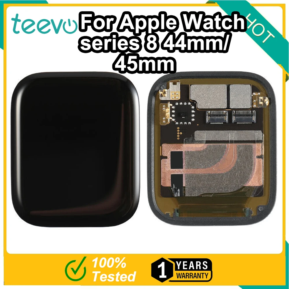 Teevo Per Apple Watch Series 8 41Mm/45Mm Lcd Touch Screen Display Digitizer Assembly Nero