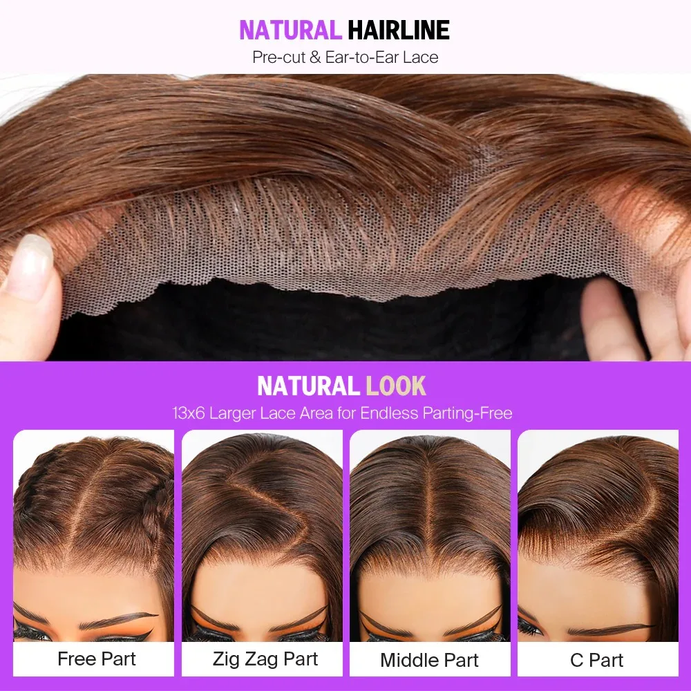 Chocolate Brown Glueless Body Wave Human Hair Wigs 13×4 Hd Lace Frontal Wigs Human Hair Pre-Plucked Ready To Wear For Black Wome 5