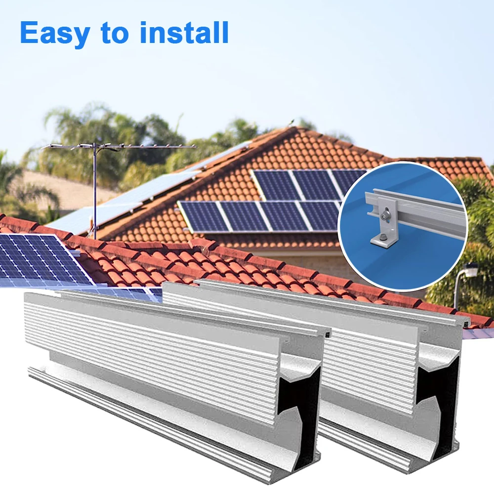 Solar Panel Roof Mounting Rails Photovoltaic Panel Solar Bracket Aluminium Rail Mid And End Clamp For Shingle Roof 30/35mm
