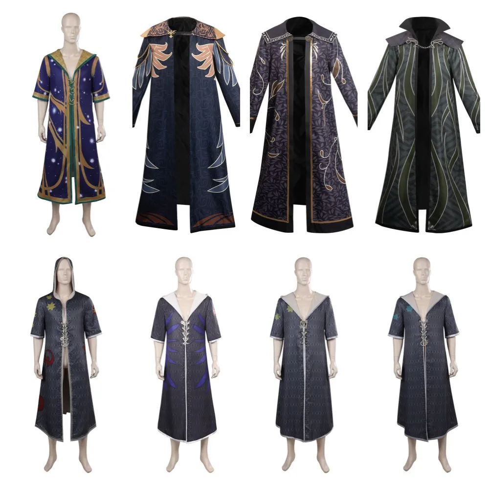 

Legacy Professor Merlin Cosplay Costume Coat Hooded Cloak Male Halloween Carnival Party Roleplay Clothes For Adult Men Boys