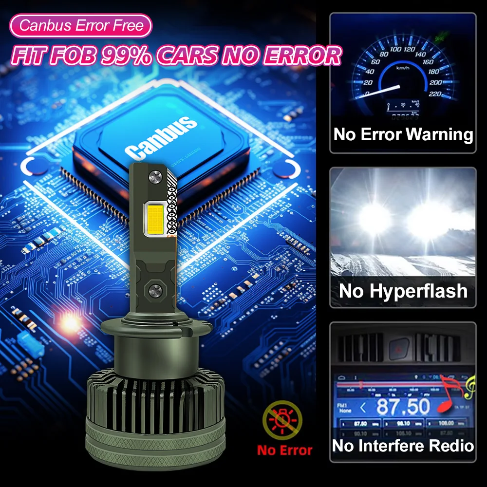 2PCS 고출력 자동 HID 크세논 조명 3570 CSP 칩 120W 30000LM LED 헤드램프 6000K 화이트 폭스바겐 골프 Mk4 1997-2001용