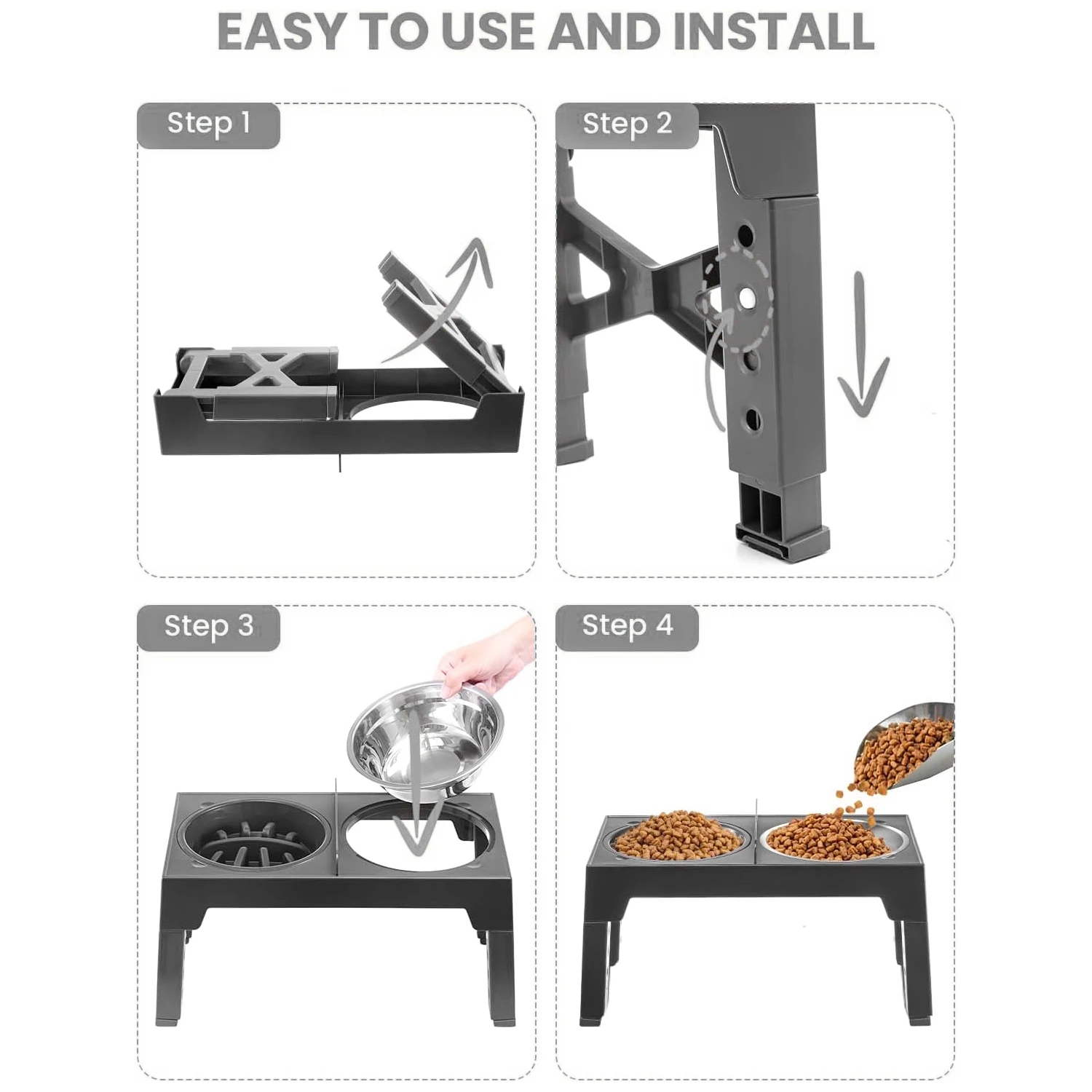 height adjustable dog bowl stand levels