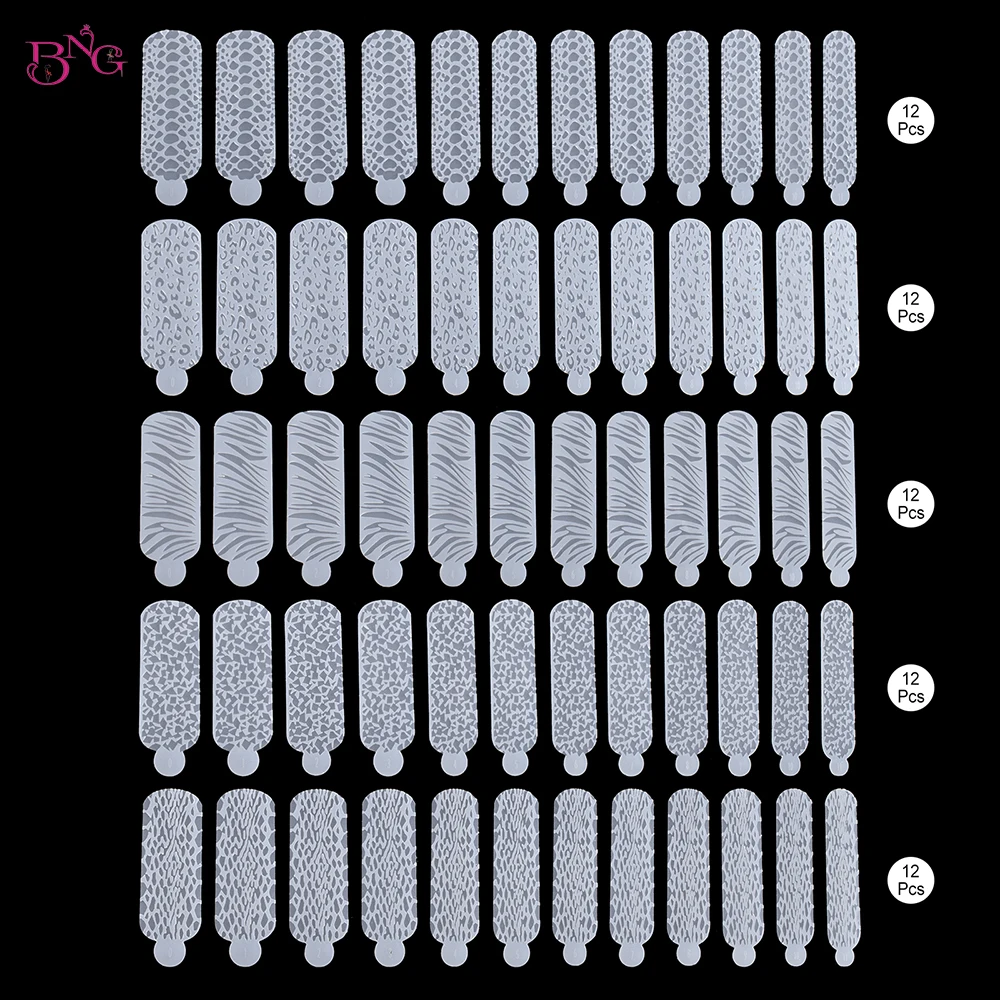 60Pcs/box Touch Snake/Crystals Silicone Molds Forms for Dual Form Nails Creating Relief Design on Nails Reusable Silicone Forms