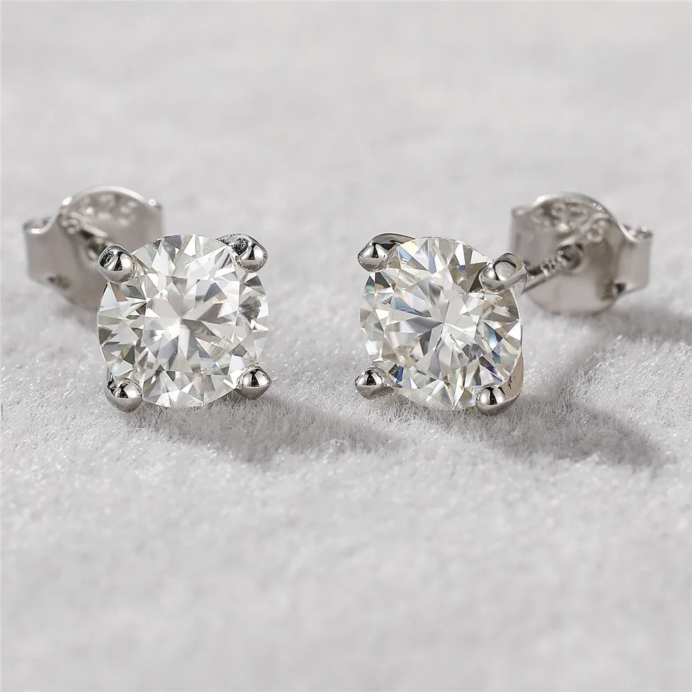 Aide 4-7mm Moissanite Stud Earrings For Women 925 Sterling Silver Sparkling Versatile Luxury Studs Wedding Party Fine Jewelry