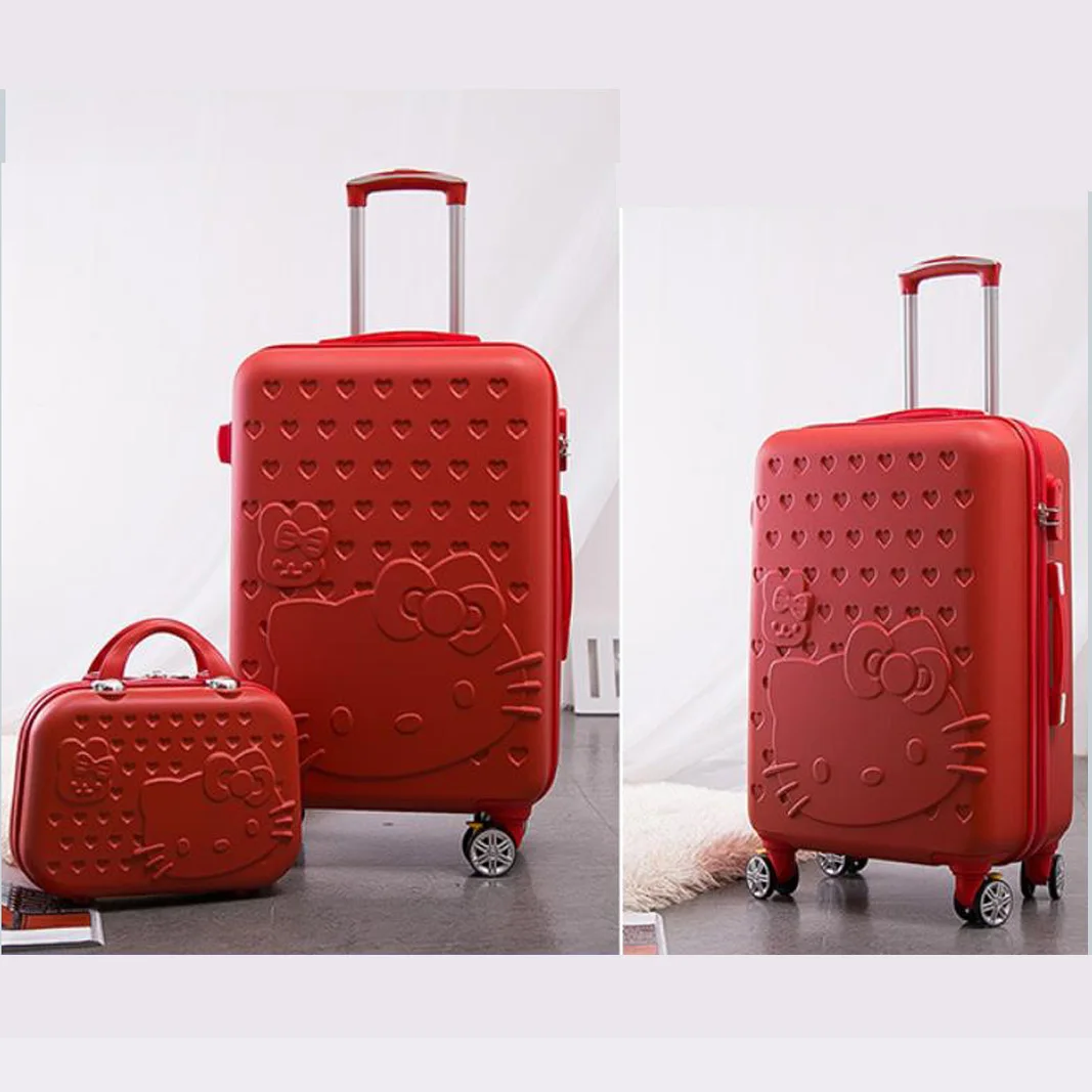 14"20"24 Inch Travel Lady's Suitcase Pack Of 2 Pieces Set On Wheels Carry On Trolley Luggage Cosmetic Bag Valises