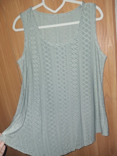 Women's Eyelet Embroidery Tank Top - Loose Fit Flowy Summer Beach Blouse photo review