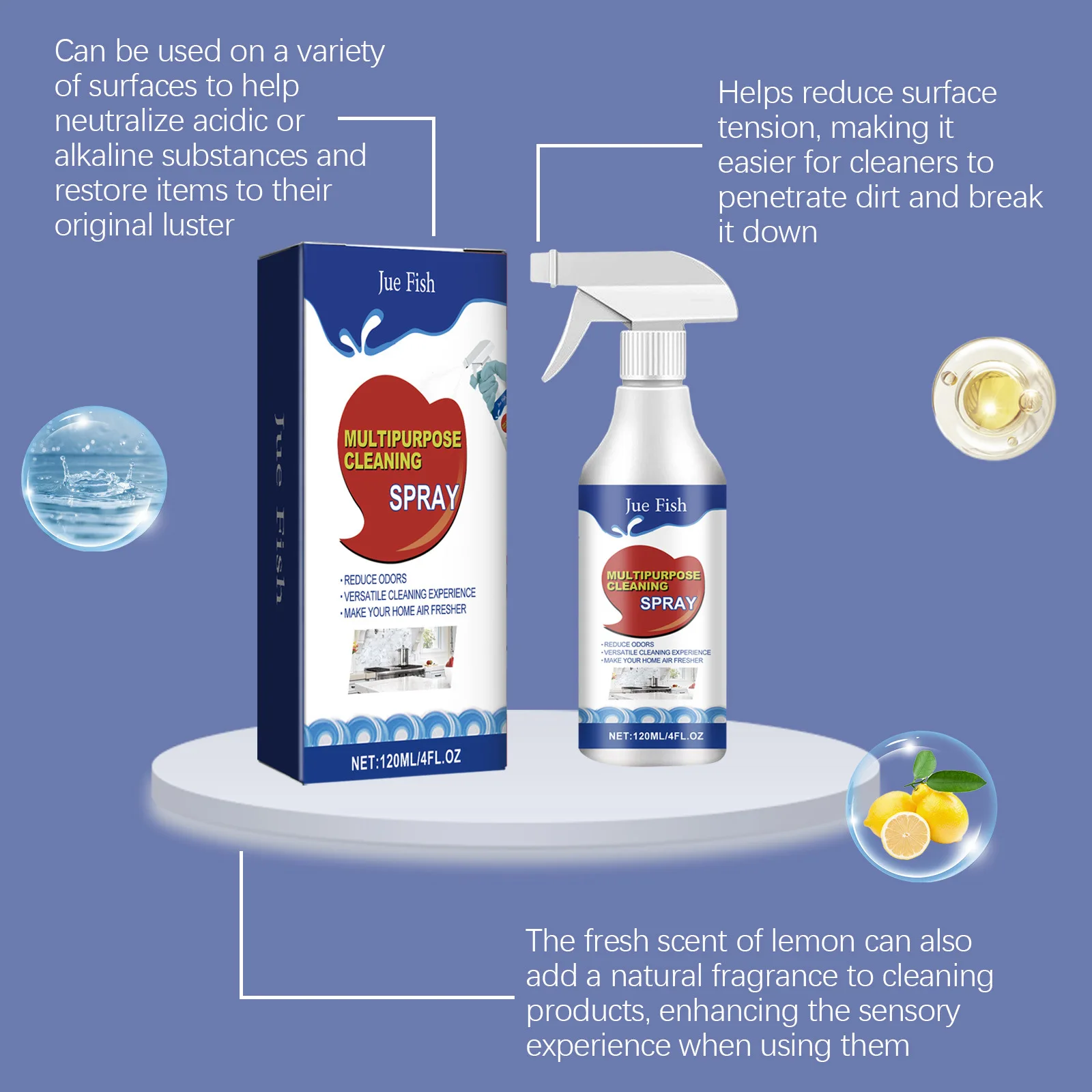 Jue-Fish 120ml Oil Stain Cleaning Spray Degreaser Foam Clean Stove Oven Range Hood Cleaning Agent Kitchen Grease Bubble Cleaner