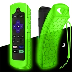 Glow-in-the-Dark Premium Silicone Remote Control Cover with Lanyard (Luminous green)