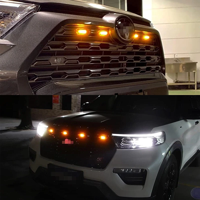 Luz LED delantera Universal para coche, lámpara de ojo de águila para maletero todoterreno, SUV, Ford, Toyota, 12V, color blanco ámbar ahumado, 12LED
