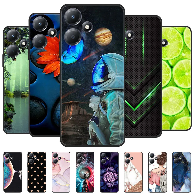 

For Infinix Hot 30 Play X6835 Case Astronaut Black Silicone Soft TPU Back Cover For Infinix Hot 30 Hot30 Play NFC X6831 Funda