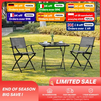 Tavoli da giardino pieghevoli Insieme 3 pezzi, 1 tavolo pieghevole e 2 sedie pieghevoli, è adatto per giardini, terrazze, balconi 1