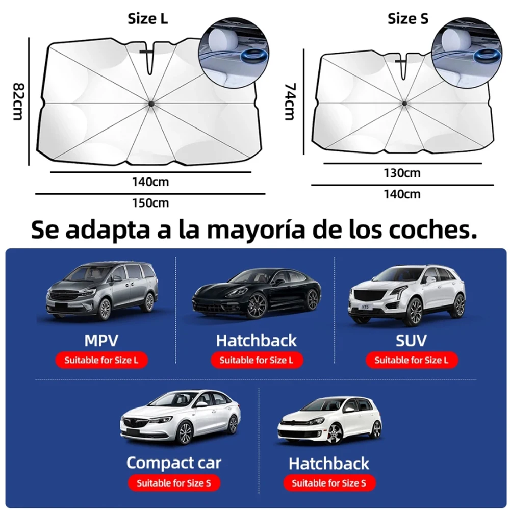 Car Sunshade Foldable Windshield Front Window Cover for UV Ray Block & Sun Heat Protection