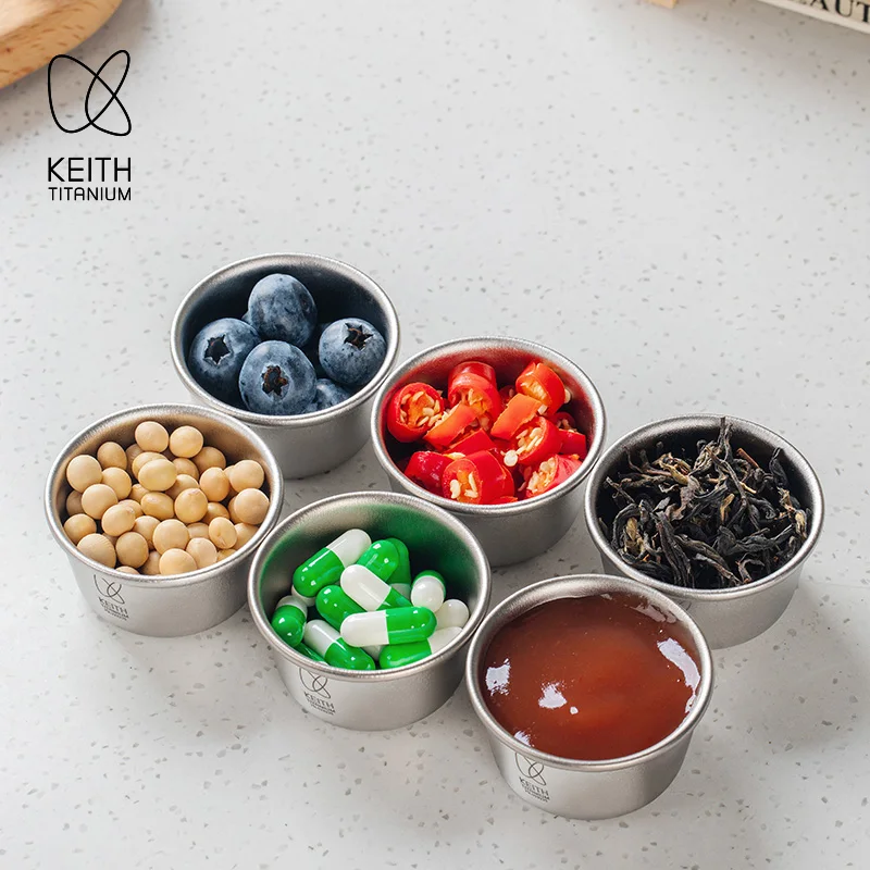 KEITH 4Pcs 미니 순수 티타늄 밀폐 용기 25ml 휴대용 EDC 항아리 보관 주머니 포켓 캐리 캠핑 여행 야외