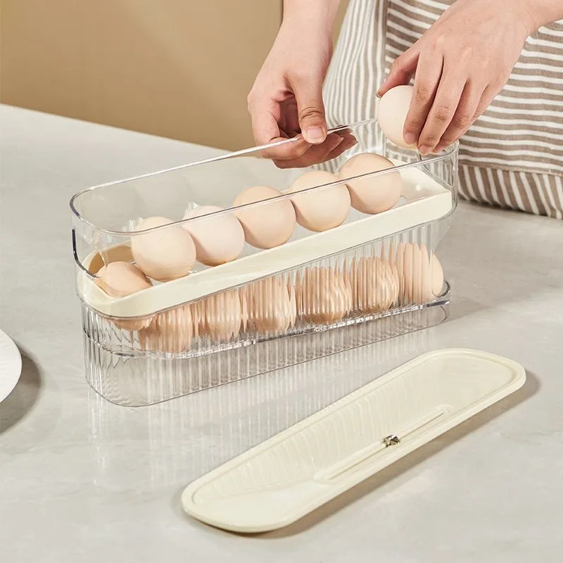 Refrigerator Egg Storage Box Automatic Scrolling Egg Rack Kitchen Egg Organizer Dedicated Egg Carton Rolli Egg Dispenser 5