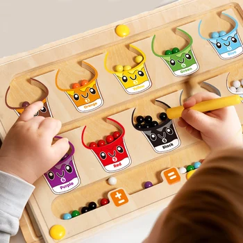 2 in 1 Magnetic Color Sorting Maze & Drawing Board Toddler Montessori Toys Number Matching Learning Counting Preschool Activity 1