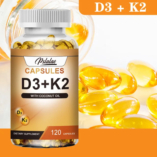 Vitamin D3 + K2 - Help Regulate Calcium Metabolism, Promote Bone, Teeth and Skin Health, Support Immunity - 120 Capsules 5