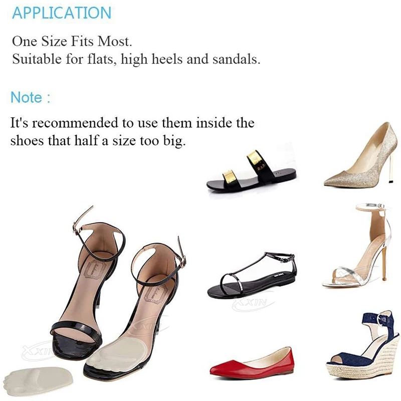 High-heeled Anti-slip Insoles Thickened Forefoot Cushion Reduced Size