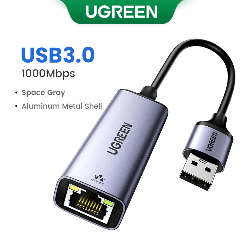 UGREEN USB Ethernet Adapter USB 3,0 tarjeta de red USB a USB RJ45 Lan para PC Windows 10 Xiaomi Mi Recuadro 3/S Nintend interruptor de Ethernet USB