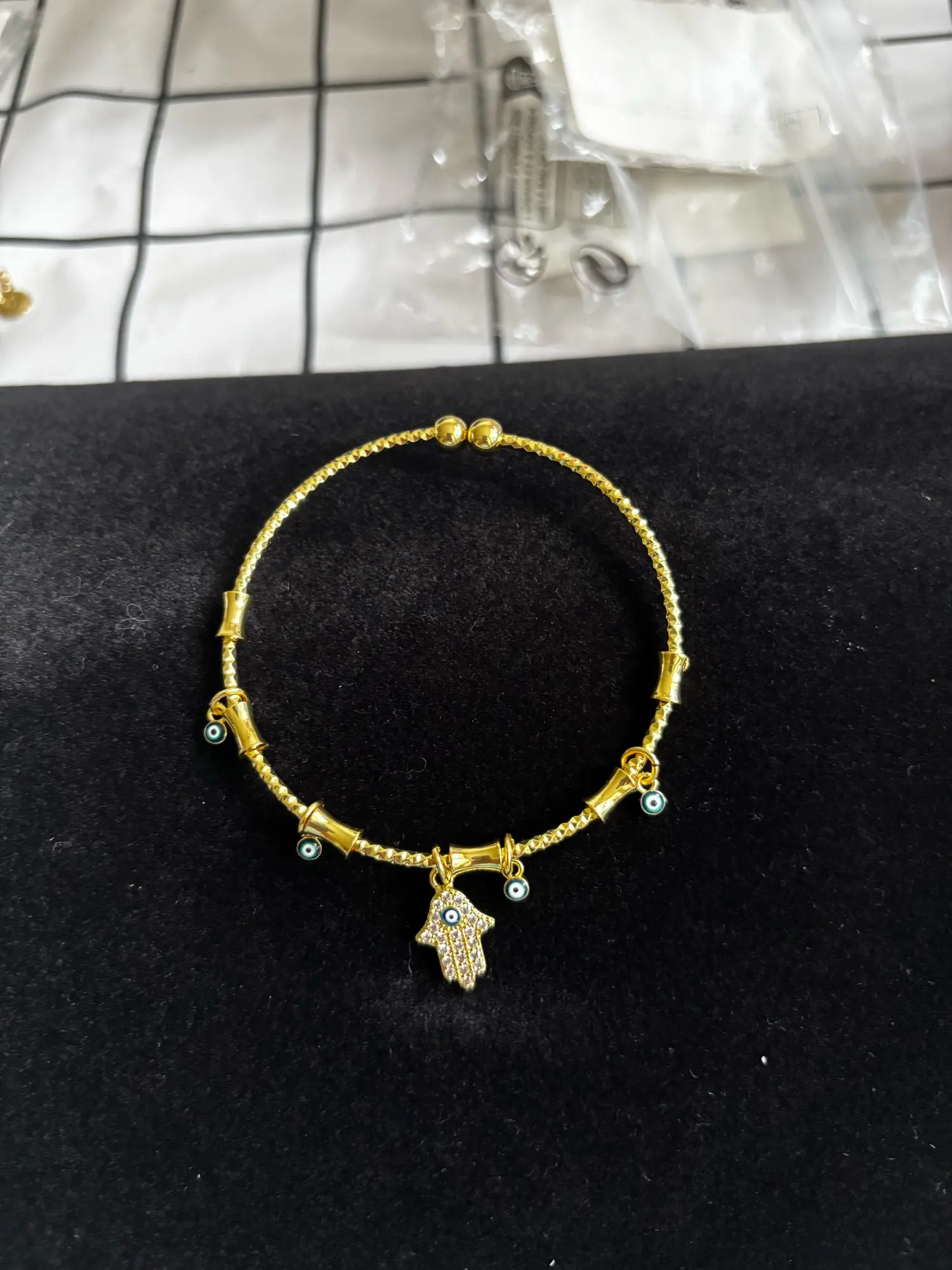 Gold Evil Eye Bracelet | Elegant Gold Bangle photo review