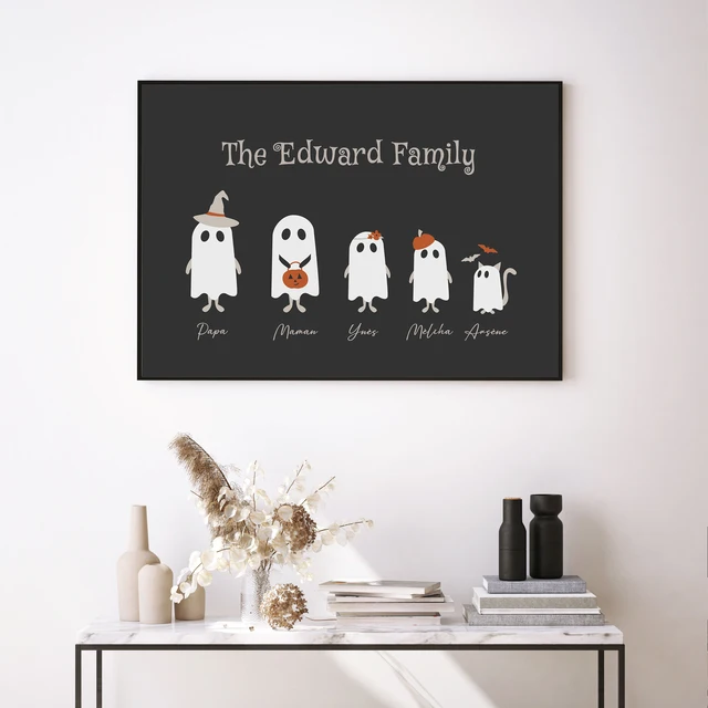 Personalized Ghost Family Canvas Print Poster